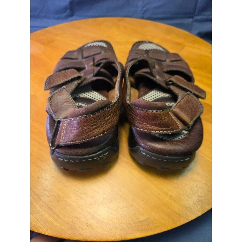 Børn Men's Brown Leather Fisherman Sandals, Size 8